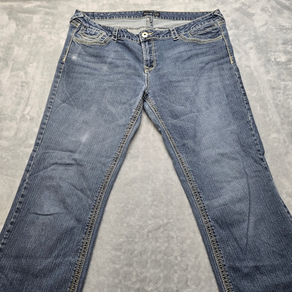 Royal Blue Womens Size 21x39 Bootcut Jeans Medium‎ Wash Triple Stitch Denim